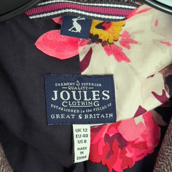 Joules Agatha brown tweed herringbone blazer jacket women's US8 EU40 UK12 piping - Picture 6 of 11